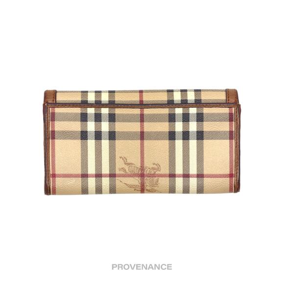 🔴 Burberry Long Snap Wallet - Haymarket Check Brown - Picture 2 of 10